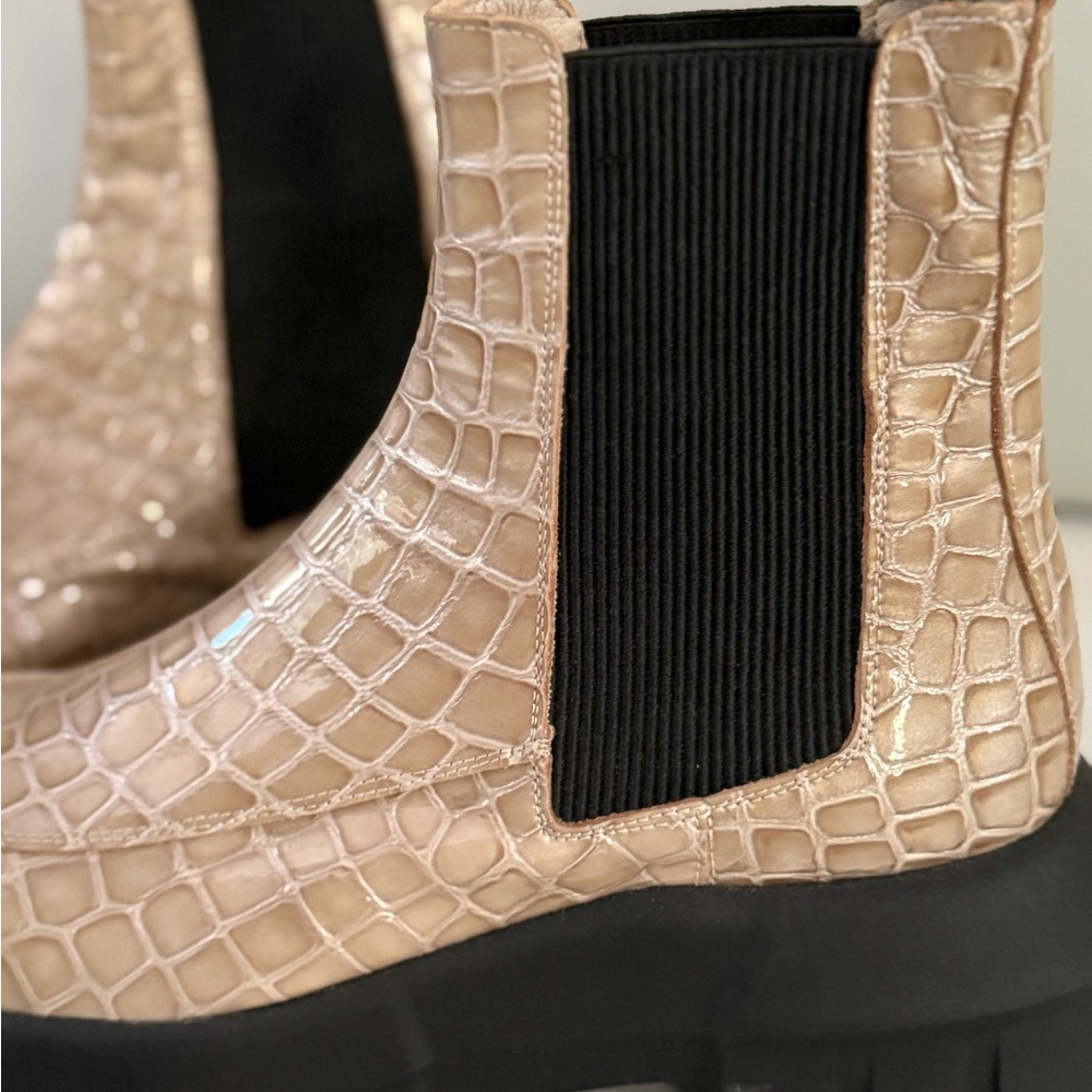 Topshop Alpha Patent Leather Croc Festival Chelsea Platform - Picture 4 of 6